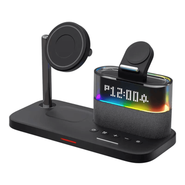 5-in-1 Magnetic Wireless Charging Station w. Alarm Clock Night Light